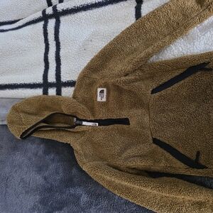 The North Face Brown and Black Puffer Jacket with Full-Zip and Hood